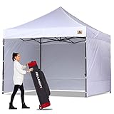 ABCCANOPY Heavy Duty Ez Pop up Canopy Tent with Sidewalls 10x10, White