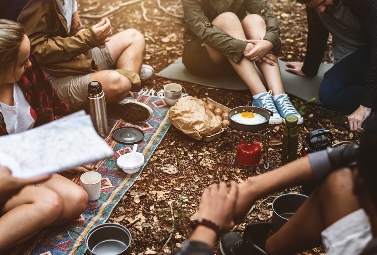 cooking while camping in the wilderness