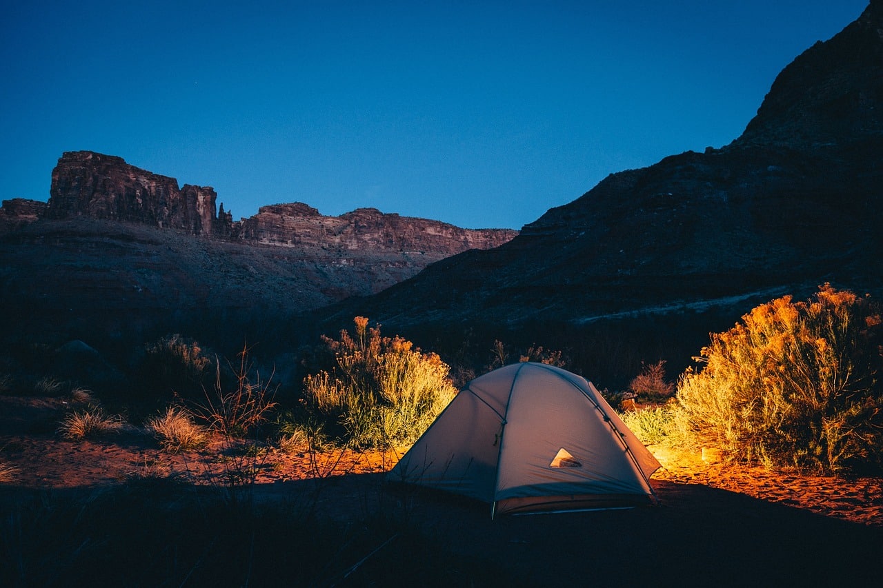 camping with a tent