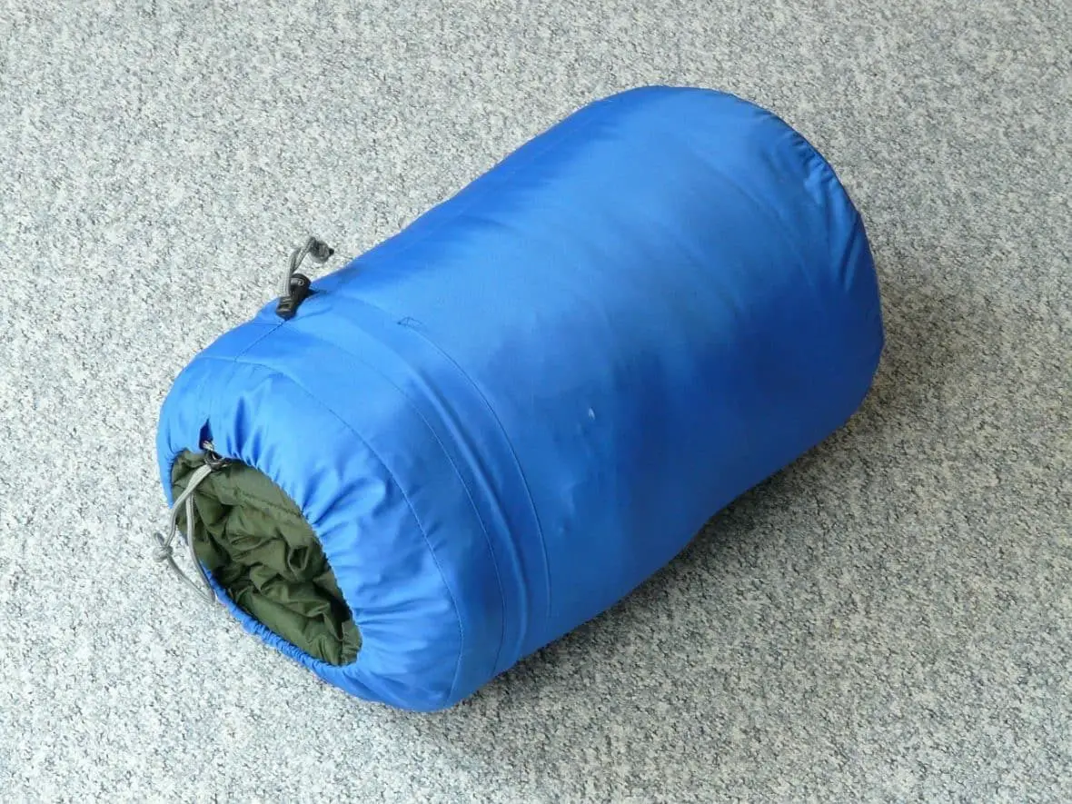 sleeping bag in a compression bag