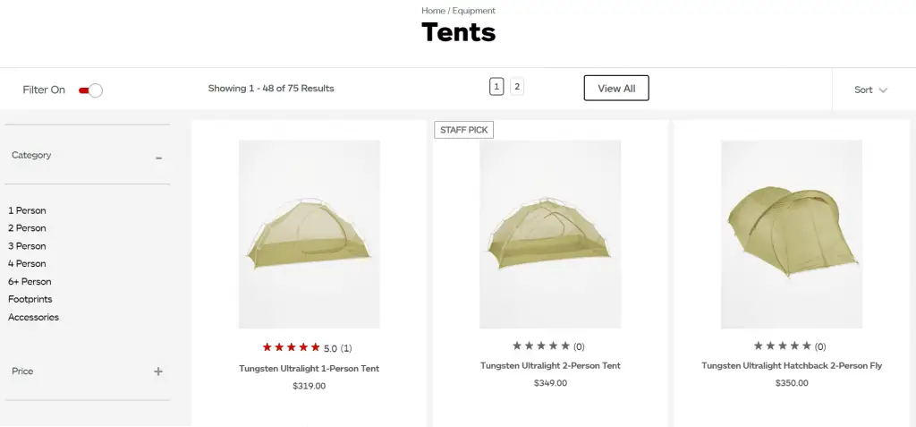 screenshot from marmot website