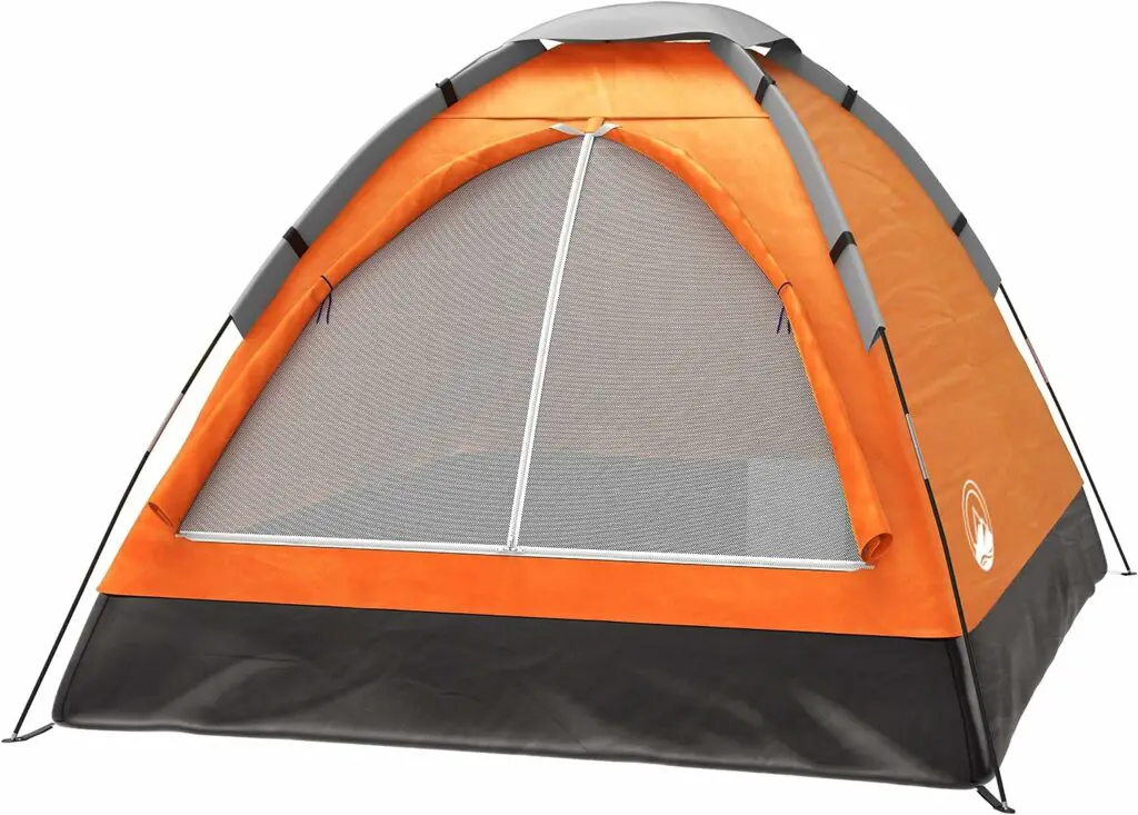 2-Person Camping Tent - Includes Rain Fly and Carrying Bag - Lightweight Compact Outdoor Tent for Backpacking, Hiking, or Beaches by Wakeman (Orange)