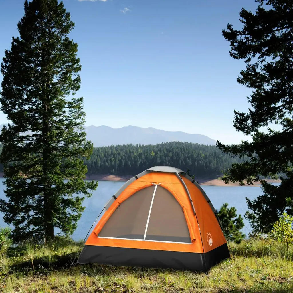 2-Person Camping Tent - Includes Rain Fly and Carrying Bag - Lightweight Compact Outdoor Tent for Backpacking, Hiking, or Beaches by Wakeman (Orange)