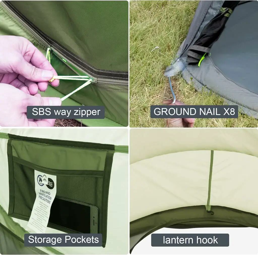 4 Person Easy Pop Up Tent Waterproof Automatic Setup 2 Doors-Instant Family Tents for Camping Hiking  Traveling