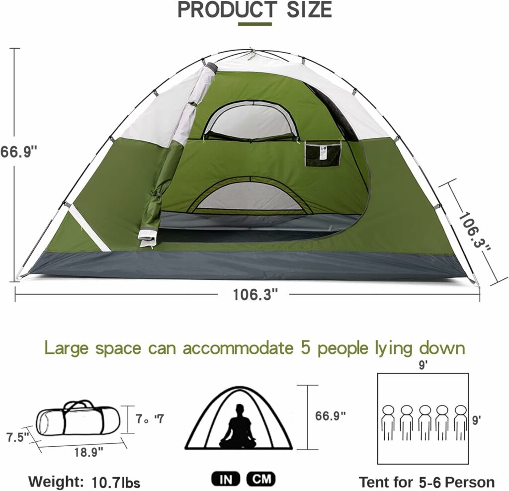 CAMEL CROWN 2/3/4/5 Person Camping Dome Tent, Waterproof,Spacious, Lightweight Portable Backpacking Tent for Outdoor Camping/Hiking