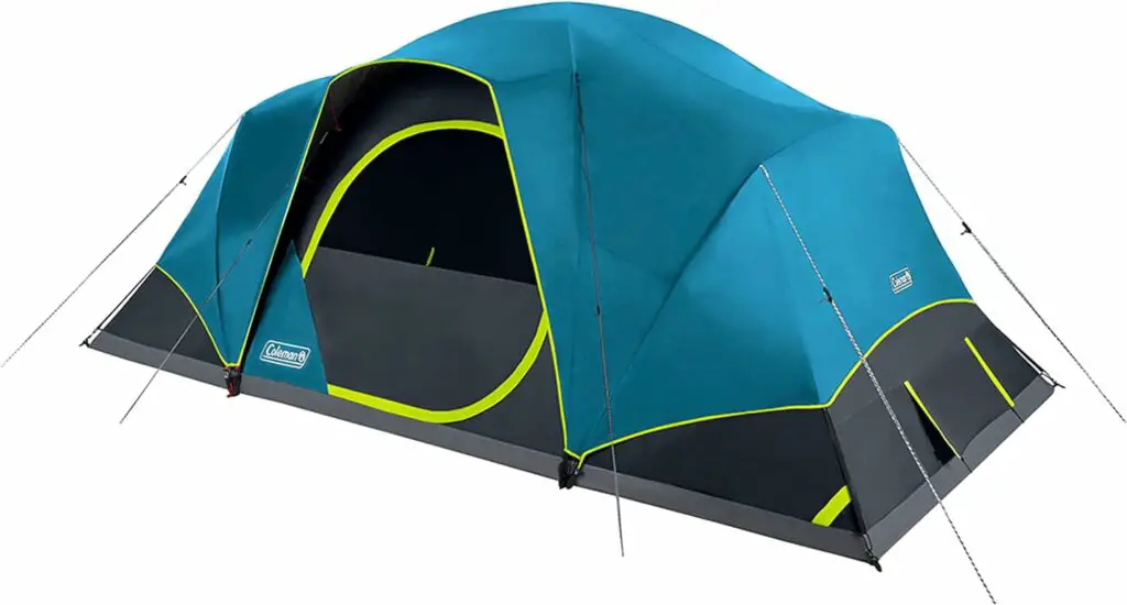 Coleman Skydome Camping Tent with Dark Room Technology, 4/6/8/10 Person Family Tent Sets Up in 5 Minutes and Blocks 90% of Sunlight, Weatherproof Tent with Extra Storage and Ventilation