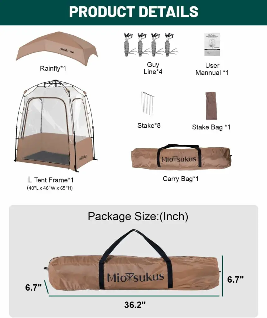 MioTsukus Sports Tent, Weather Proof Pod with 3 Ventlations and Rain Top Cover, Easy Assembly and All Weather Shelter for Sports Games, Instant Chair Tent- 1-2 People