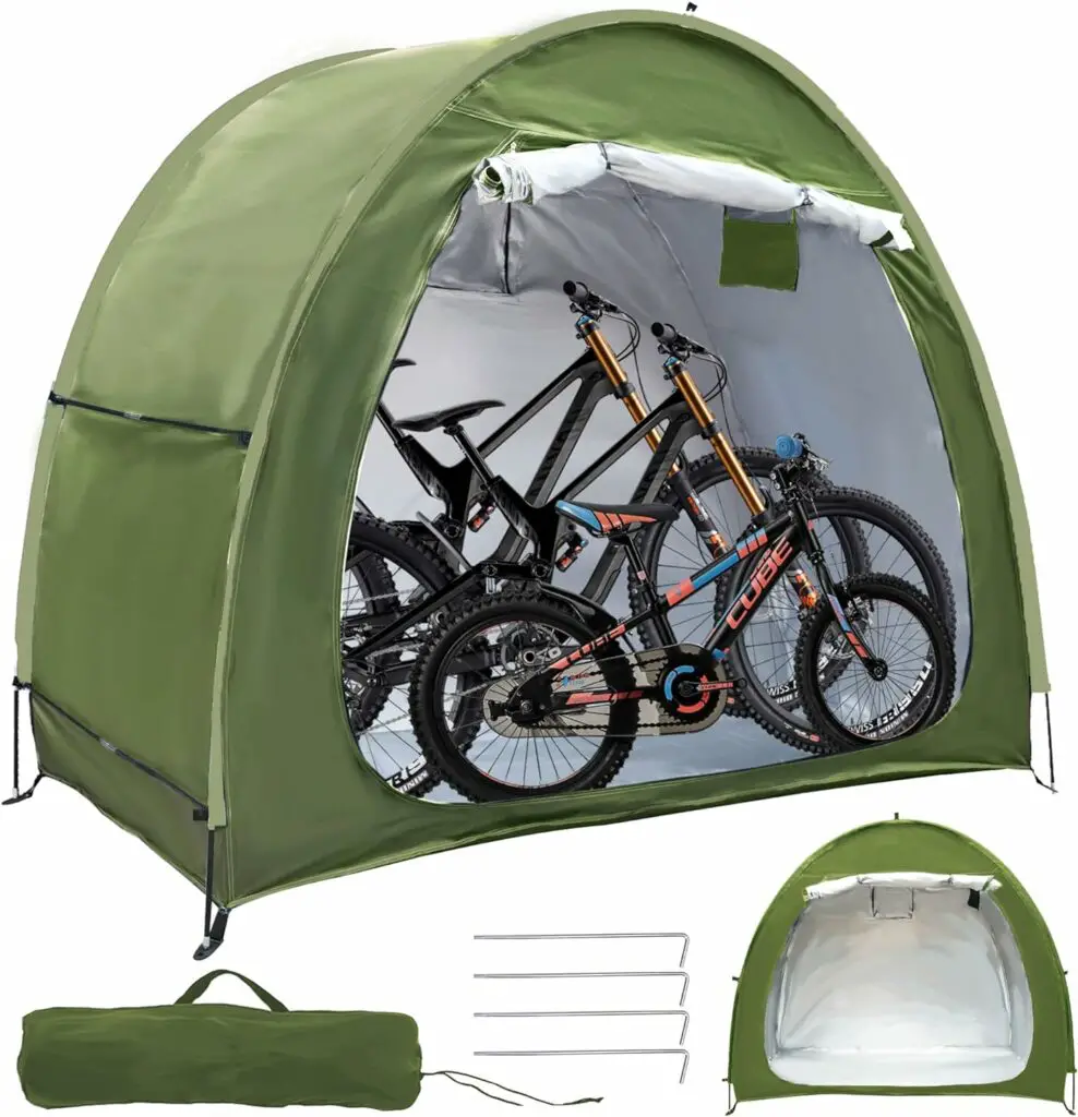 PROLEE Bike Tent 6.6FT Waterproof 210D Oxford Fabric, Outdoor Bicycle Cover Shelter with Window Design, Bike Storage Tent for 2 Bikes, Storage Tent for Home Garden