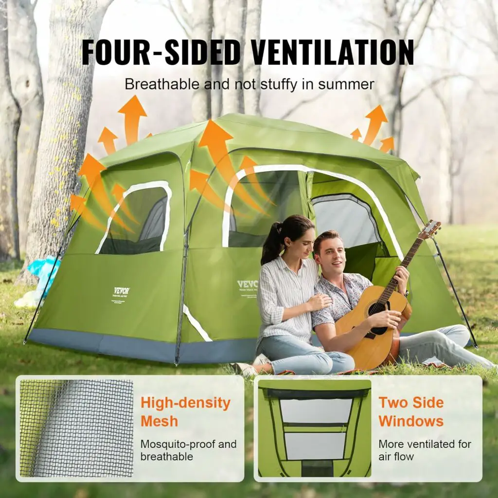 VEVOR Camping Tent, Tent for 3/4/6 Person, Waterproof Lightweight Backpacking Tent, Easy Setup, with Door and Window, for Outdoor Family Camping, Hiking, Hunting, Mountaineering Travel